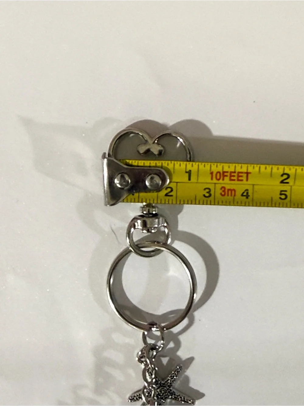 NWT Handmade Silver Heart Keychain/Bag Charm with Shells in a Bottle - Picture 7 of 8